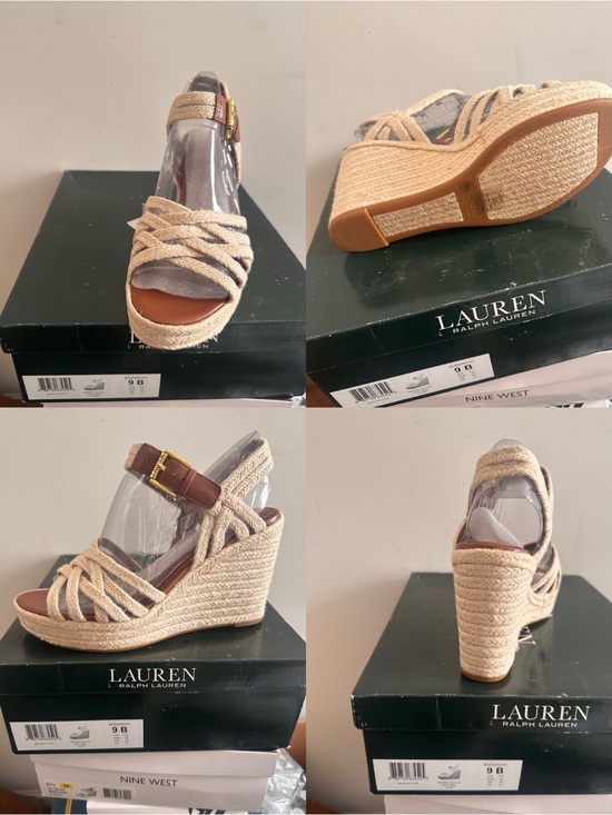 Lauren Ralph Lauren Shoes - Lauren Ralph Lauren Natural Beige Braided Espadrille Wedge Sandals